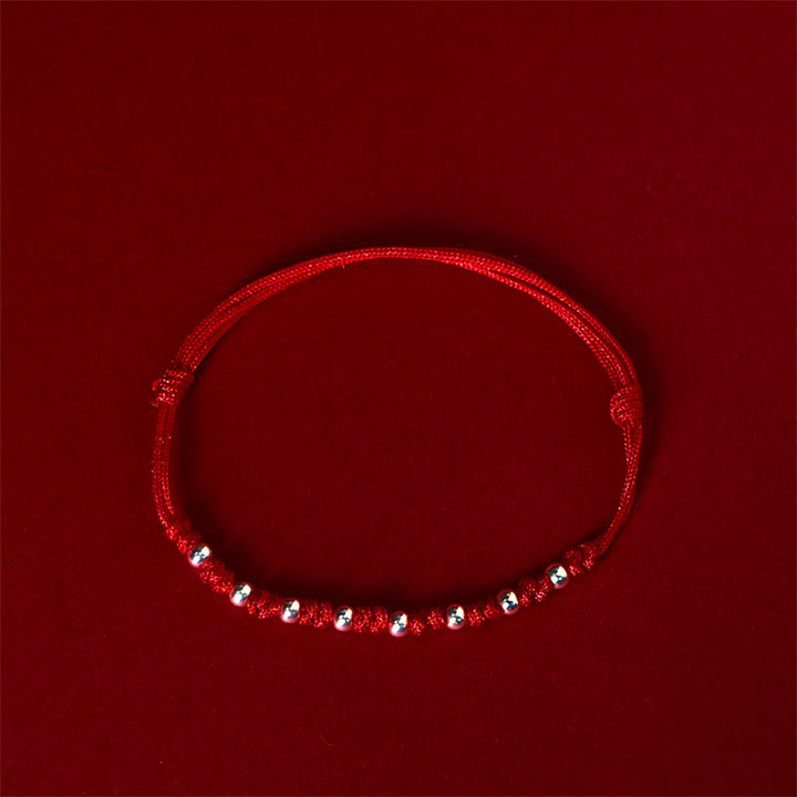 Buddha Stones 925 Sterling Silver Beads Red String Adjustable Luck Bracelet - image 1