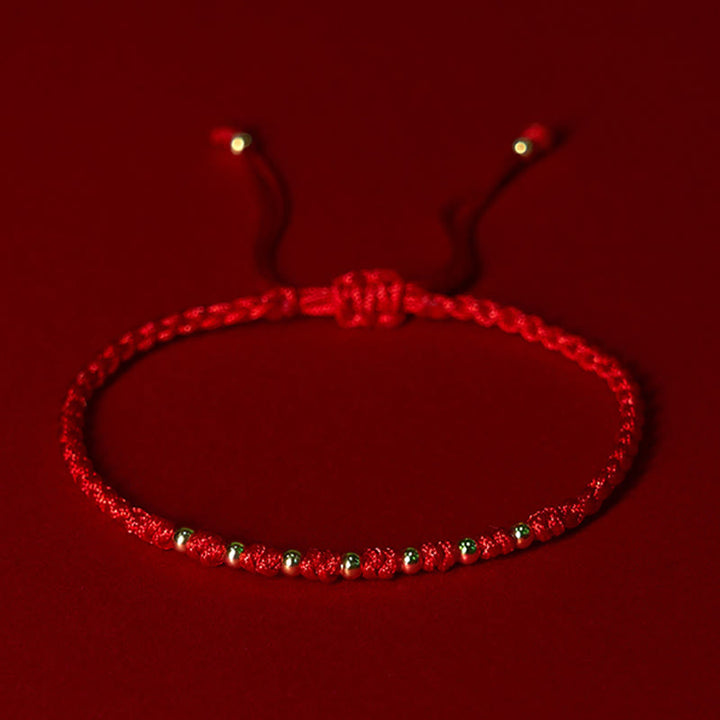 Buddha Stones 925 Sterling Silver Plated Gold Beads Red String Braided Protection Bracelet - 925 Sterling Silver(Wrist Circumference: 15-20cm) - image 0