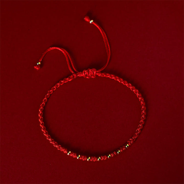 Buddha Stones 925 Sterling Silver Plated Gold Beads Red String Braided Protection Bracelet - image 1