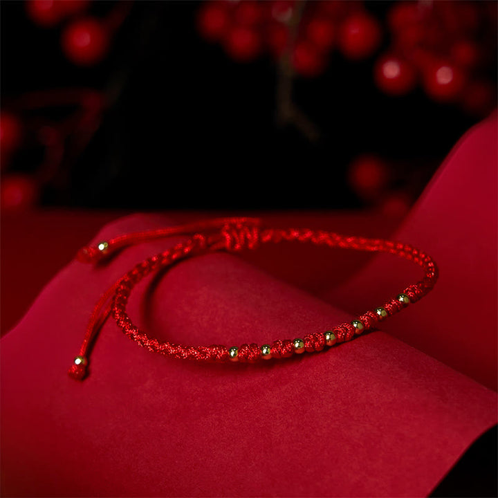 Buddha Stones 925 Sterling Silver Plated Gold Beads Red String Braided Protection Bracelet - image 3