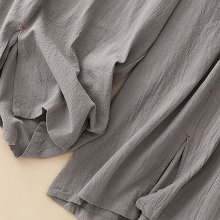 Buddha Stones Casual Side Slits Design Cotton Women's Wide Leg 7-8 Length Pants With Pockets - image 12