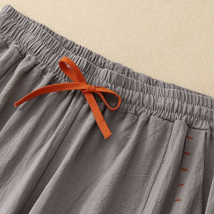 Buddha Stones Casual Side Slits Design Cotton Women's Wide Leg 7-8 Length Pants With Pockets - image 11