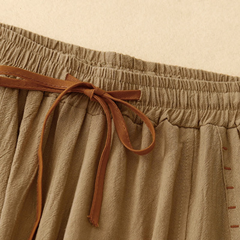 Buddha Stones Casual Side Slits Design Cotton Women's Wide Leg 7-8 Length Pants With Pockets - image 2