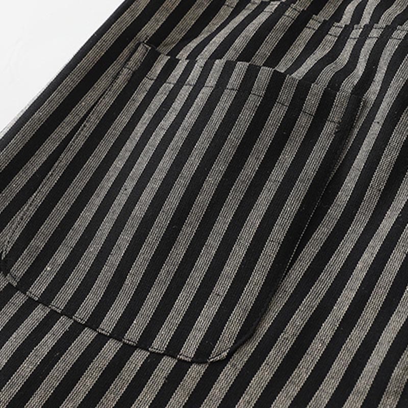 Buddha Stones Commute Striped Drawstring Design Women's Wide Leg Cotton Pants With Pockets - image 4
