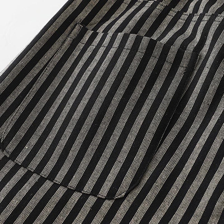 Buddha Stones Commute Striped Drawstring Design Women's Wide Leg Cotton Pants With Pockets - image 4