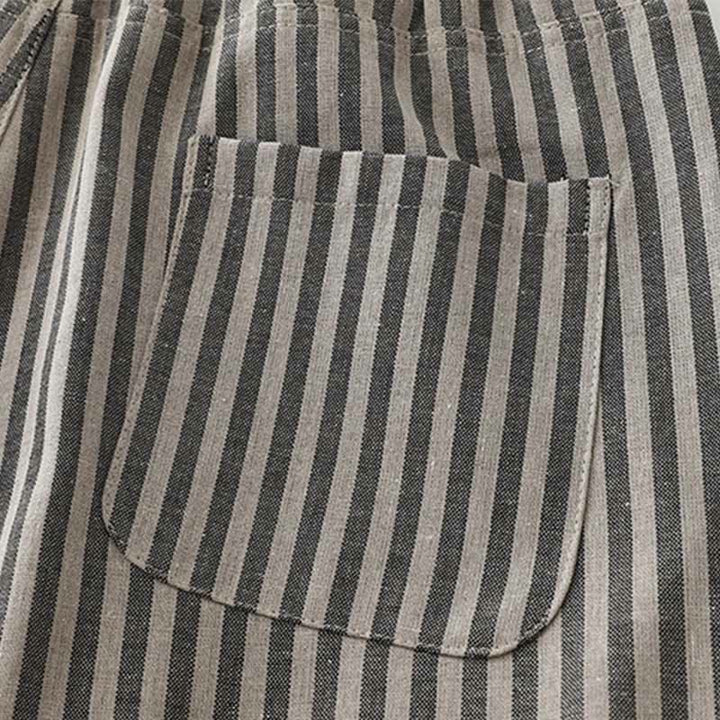 Buddha Stones Commute Striped Drawstring Design Women's Wide Leg Cotton Pants With Pockets - image 10