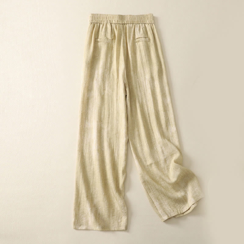 Buddha Stones Summer Plain Drawstring Zipper Design Women's Wide Leg Cotton Pants With Pockets - image 2