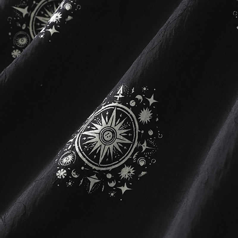 Buddha Stones Bohemian Printing Celestial Pattern Women's Wide Leg Cotton Pants With Pockets - image 2