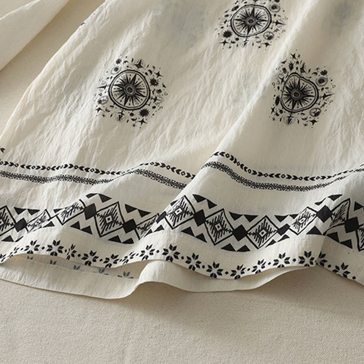 Buddha Stones Bohemian Printing Celestial Pattern Women's Wide Leg Cotton Pants With Pockets - image 12