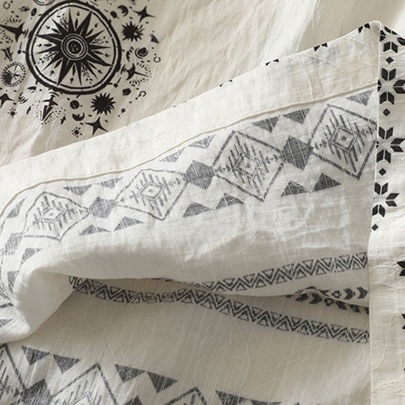 Buddha Stones Bohemian Printing Celestial Pattern Women's Wide Leg Cotton Pants With Pockets - image 10