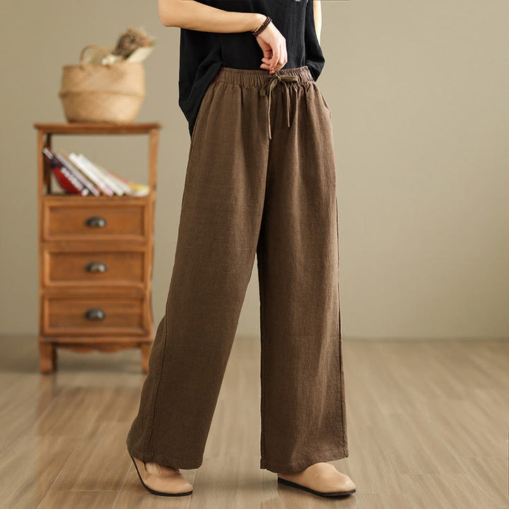 Buddha Stones Commute Retro Solid Color Women's Harem Drawstring Cotton Pants With Pockets - Sienna - US8-10，UK/AU12-14，EU40-42 (2XL) - image 15