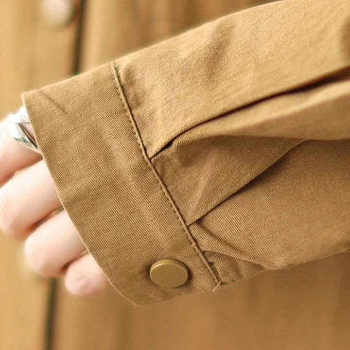 Buddha Stones Casual Commute Drawstring Hoodie Women's Cotton Linen Jacket With Pockets - image 14