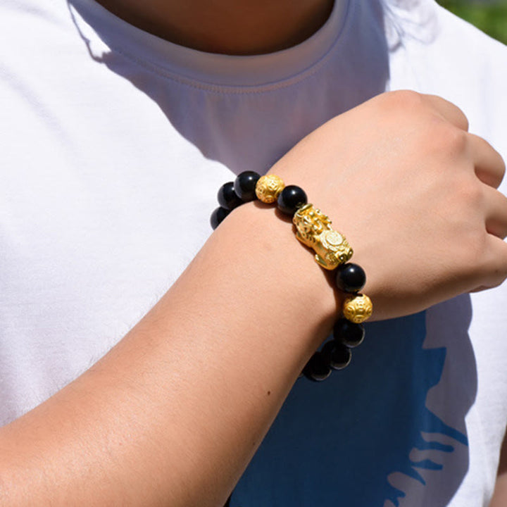FREE Today: Positive and Wealth Fengshui Copper Pixiu Rainbow Obsidian Beads Bracelet - image 4