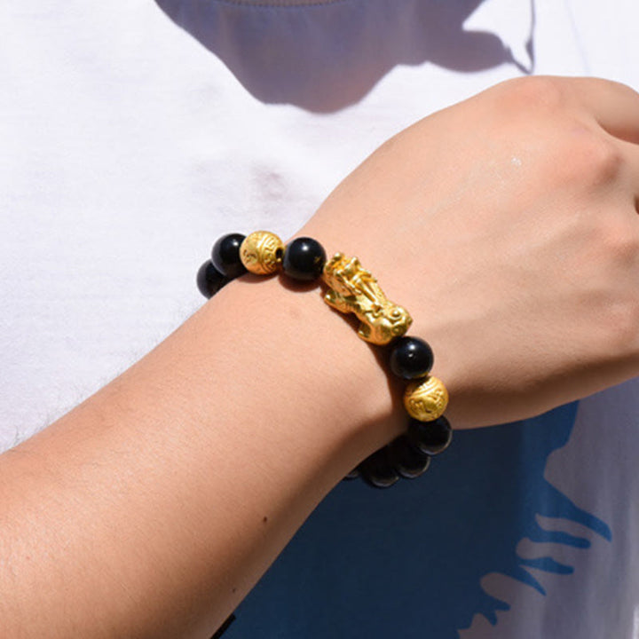 FREE Today: Positive and Wealth Fengshui Copper Pixiu Rainbow Obsidian Beads Bracelet - image 14