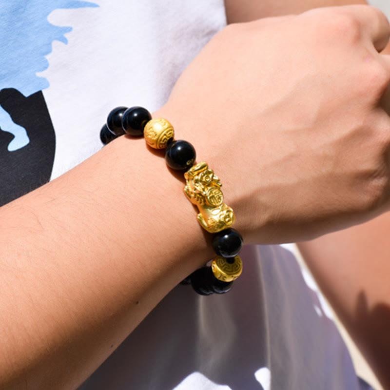FREE Today: Positive and Wealth Fengshui Copper Pixiu Rainbow Obsidian Beads Bracelet - image 17