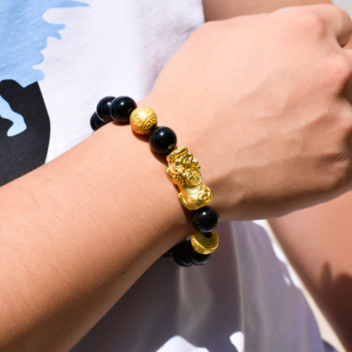 FREE Today: Positive and Wealth Fengshui Copper Pixiu Rainbow Obsidian Beads Bracelet - image 17