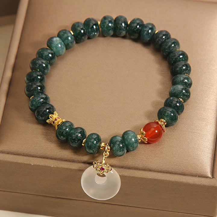 Buddha Stones Blue Jade Beads Peace Buckle Prosperity Bracelet - image 3