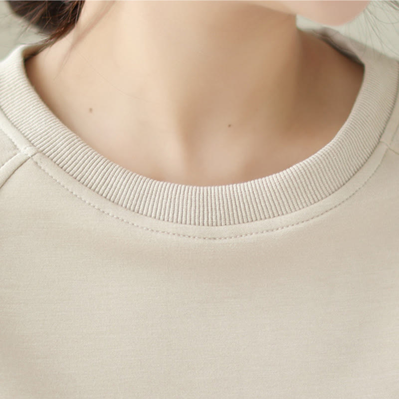 Buddha Stones Fall Plain Crew Neck Cotton Pullover Women's Sweatshirt  - image 5