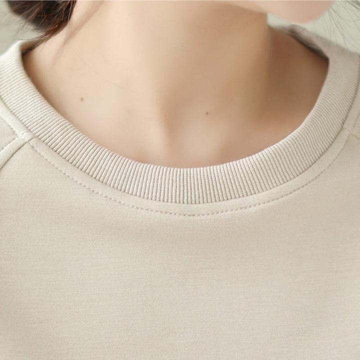 Buddha Stones Fall Plain Crew Neck Cotton Pullover Women's Sweatshirt  - image 5