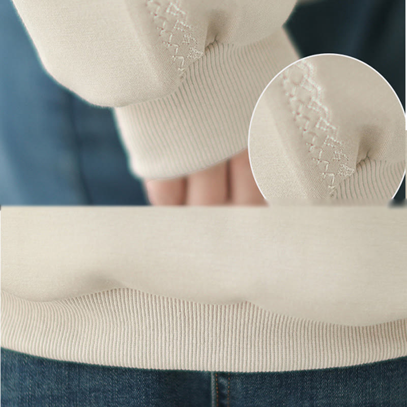 Buddha Stones Fall Plain Crew Neck Cotton Pullover Women's Sweatshirt  - image 6