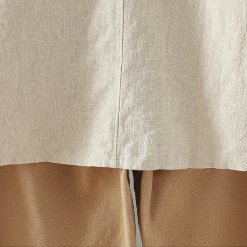 Buddha Stones Women's Solid Color Simple Chinese Frog-Button Design Cotton Linen Shirt - image 10
