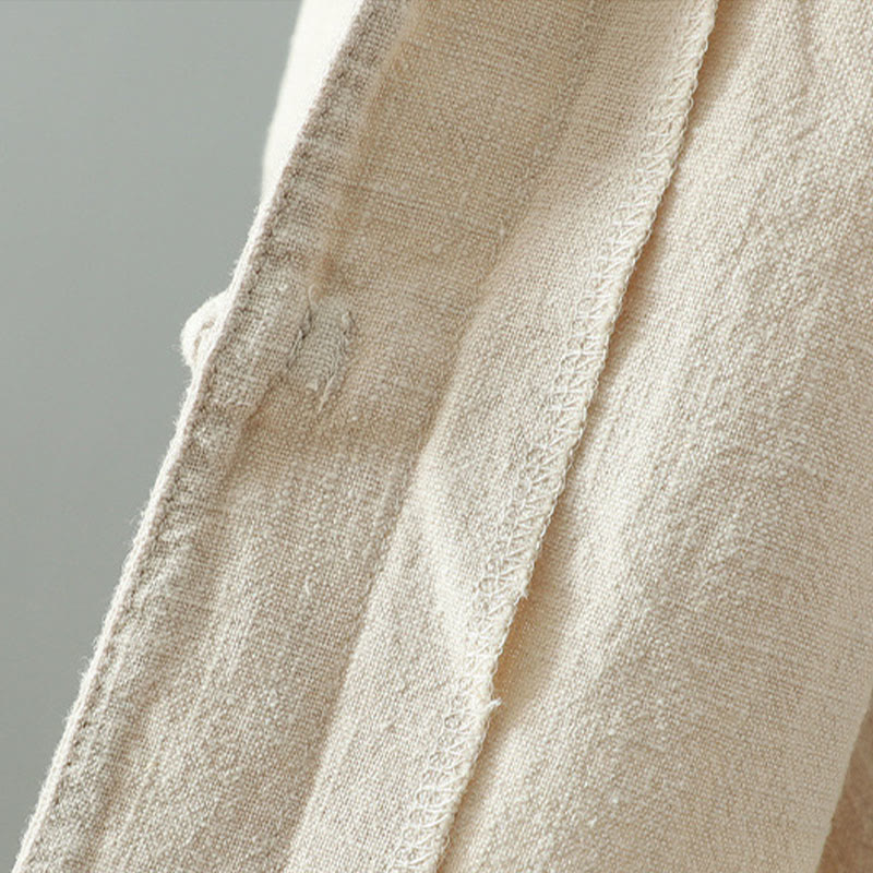 Buddha Stones Women's Solid Color Simple Chinese Frog-Button Design Cotton Linen Shirt - image 7