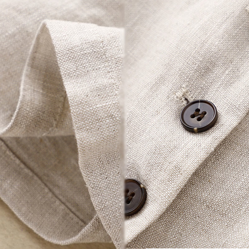 Buddha Stones Commute Retro Pure Color Lapel Cotton Linen Women's Jacket With Pockets - image 10