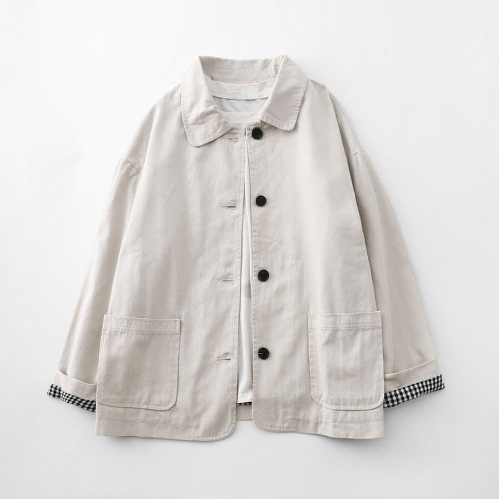 Buddha Stones Commute Patchwork Design Cotton Women's Jacket With Pockets - Linen - US14，UK/AU18，EU46 (2XL) - image 5