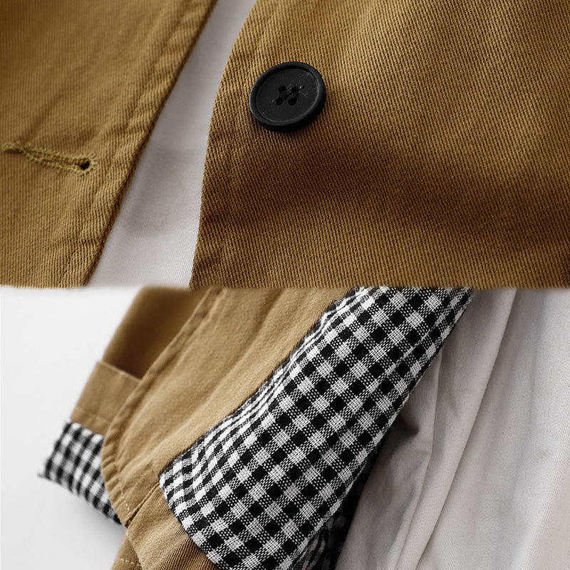 Buddha Stones Commute Patchwork Design Cotton Women's Jacket With Pockets - image 3