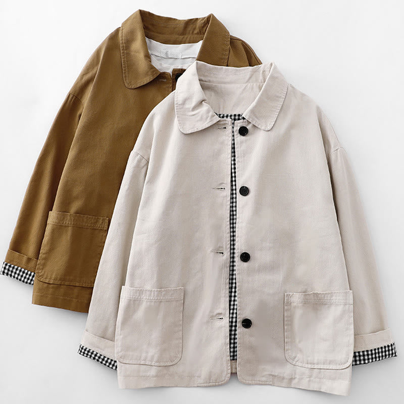 Buddha Stones Commute Patchwork Design Cotton Women's Jacket With Pockets - image 13