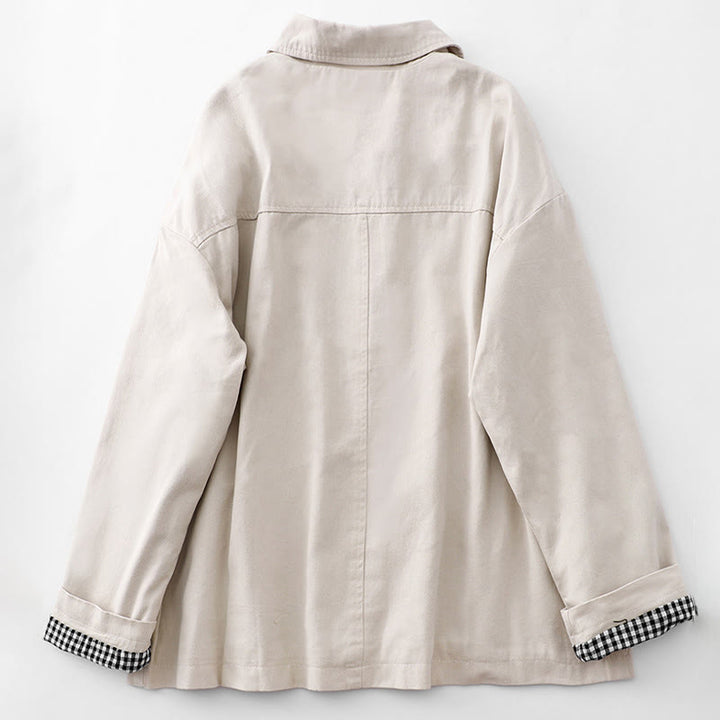 Buddha Stones Commute Patchwork Design Cotton Women's Jacket With Pockets - image 6