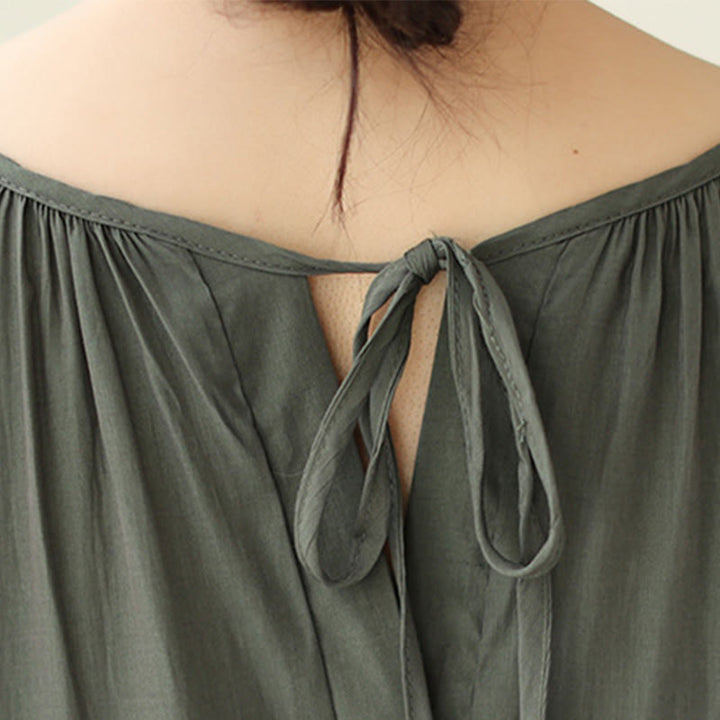 Buddha Stones Casual Plain Two-sided Style Dress Chiffon Midi Dress With Pockets - image 18