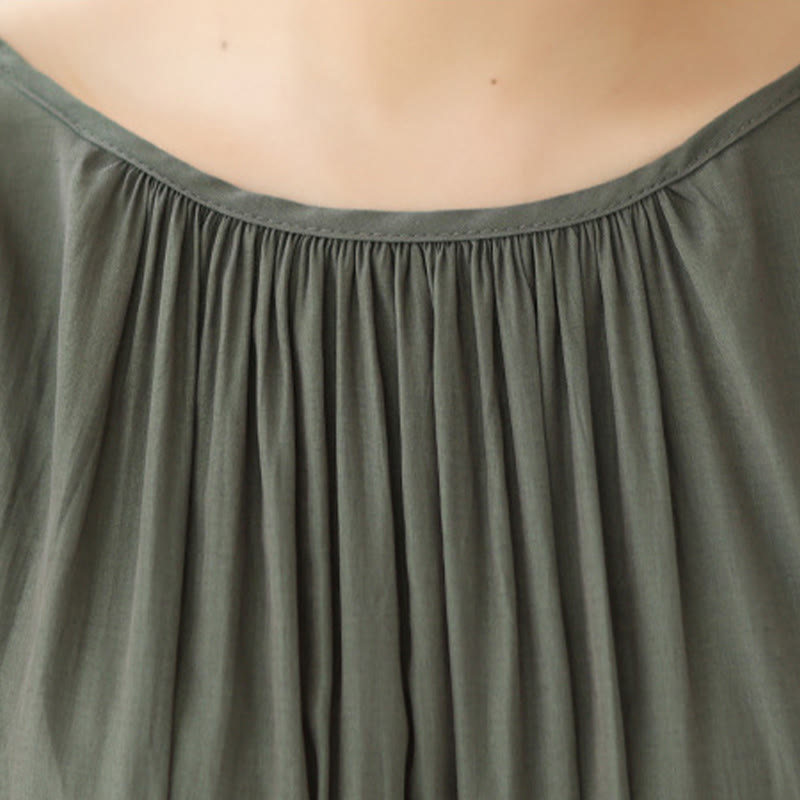 Buddha Stones Casual Plain Two-sided Style Dress Chiffon Midi Dress With Pockets - image 15