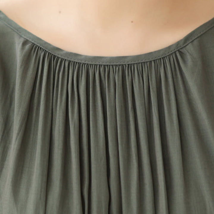 Buddha Stones Casual Plain Two-sided Style Dress Chiffon Midi Dress With Pockets - image 15