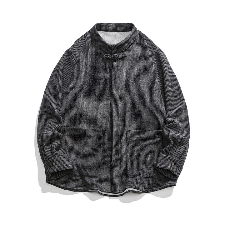 Buddha Stones Long Sleeve Frog-button Design Men's Cotton Jacket Shirt With Pockets - image 2