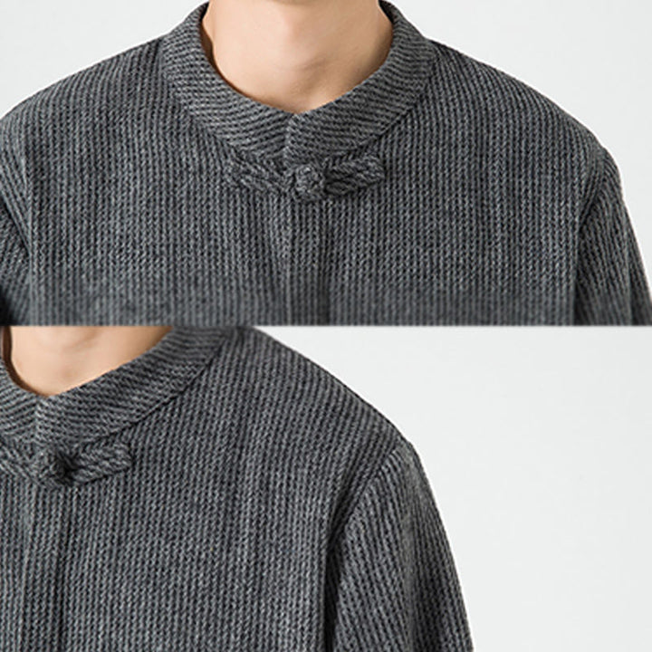 Buddha Stones Long Sleeve Frog-button Design Men's Cotton Jacket Shirt With Pockets - image 10