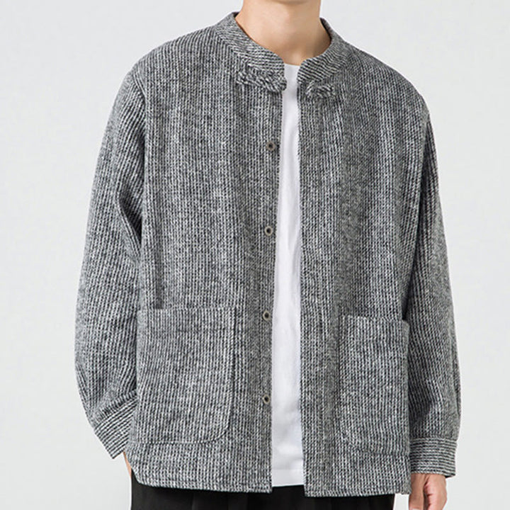 Buddha Stones Long Sleeve Frog-button Design Men's Cotton Jacket Shirt With Pockets - image 12