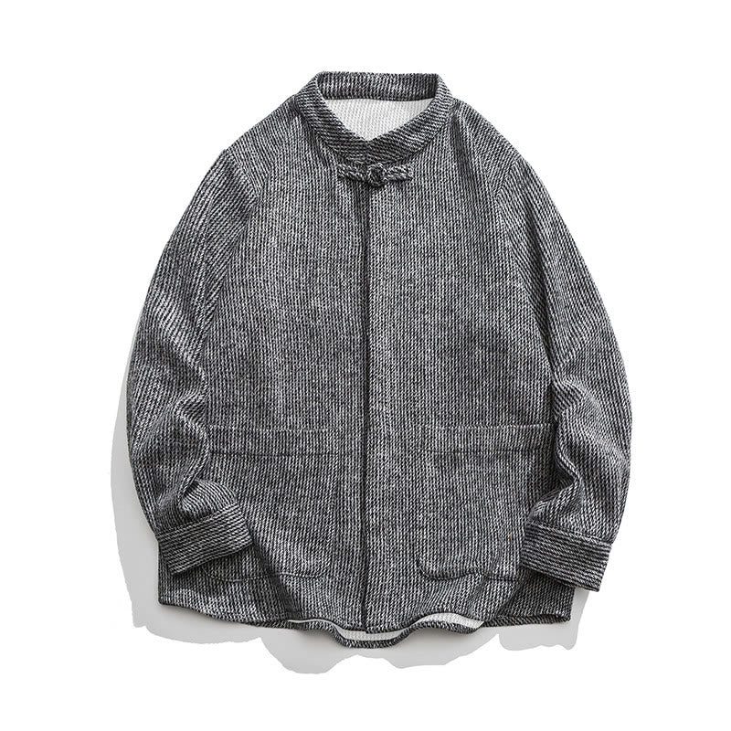 Buddha Stones Long Sleeve Frog-button Design Men's Cotton Jacket Shirt With Pockets - DarkGray - US/UK/AU46，EU56 (5XL) - image 11