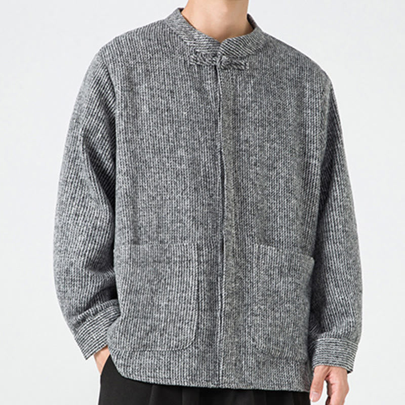 Buddha Stones Long Sleeve Frog-button Design Men's Cotton Jacket Shirt With Pockets - image 15