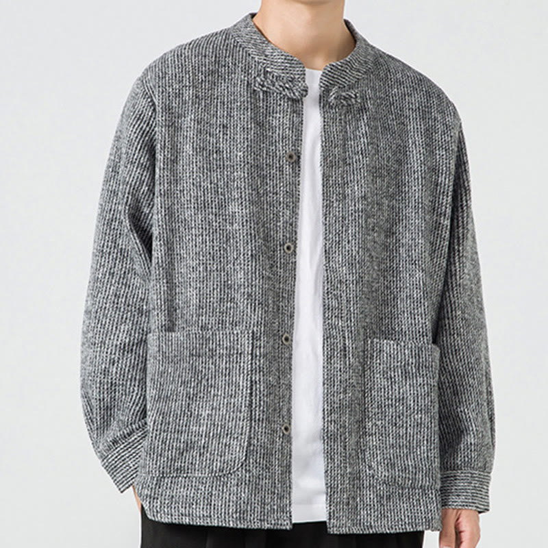 Buddha Stones Long Sleeve Frog-button Design Men's Cotton Jacket Shirt With Pockets - image 11