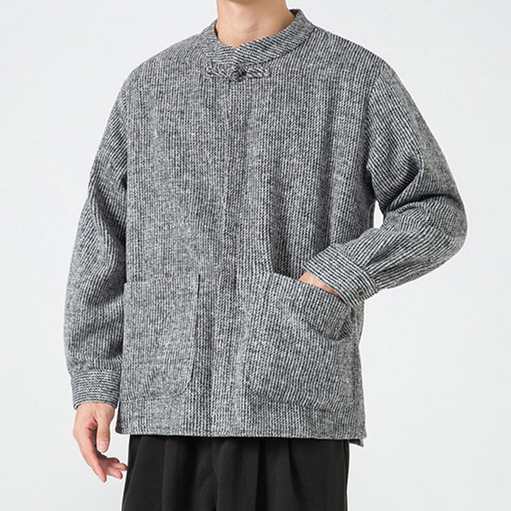 Buddha Stones Long Sleeve Frog-button Design Men's Cotton Jacket Shirt With Pockets - image 16