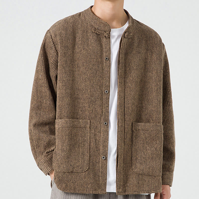 Buddha Stones Long Sleeve Frog-button Design Men's Cotton Jacket Shirt With Pockets - image 24