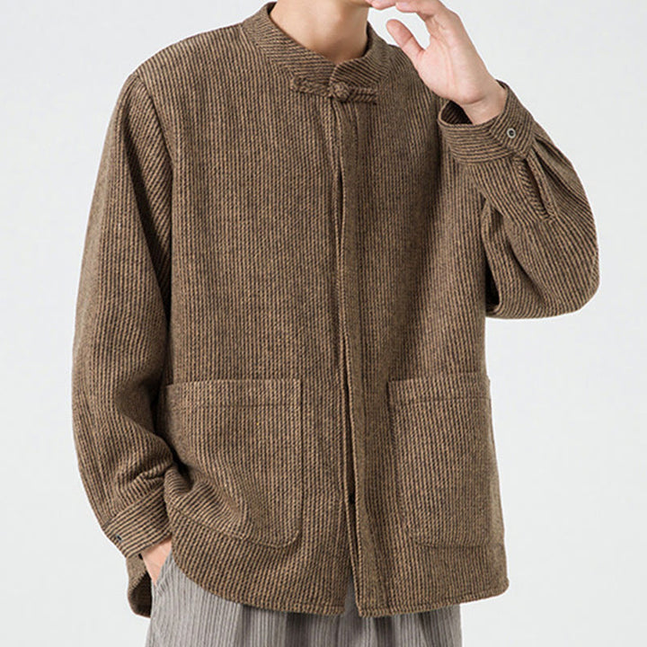 Buddha Stones Long Sleeve Frog-button Design Men's Cotton Jacket Shirt With Pockets - image 23