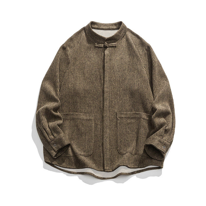 Buddha Stones Long Sleeve Frog-button Design Men's Cotton Jacket Shirt With Pockets - DarkGoldenrod - US/UK/AU46，EU56 (5XL) - image 20