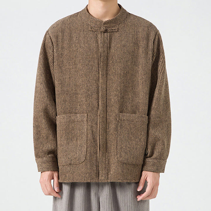 Buddha Stones Long Sleeve Frog-button Design Men's Cotton Jacket Shirt With Pockets - image 26