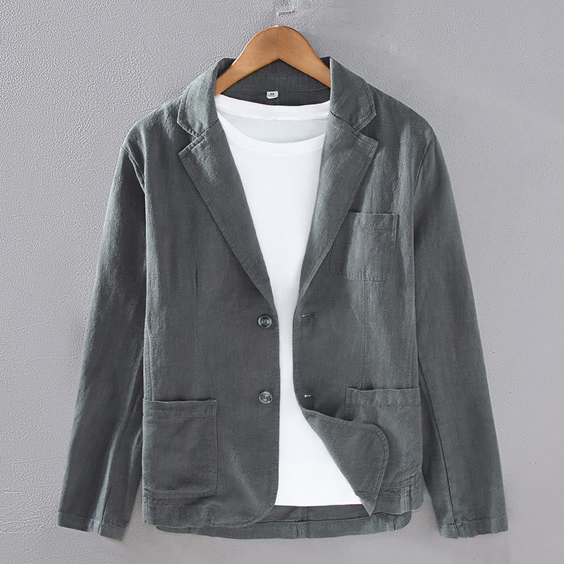 Buddha Stones Long Sleeve Button Plain Design Men's Linen Jacket Shirt With Pockets - DimGray - US/UK/AU42，EU52 (3XL) - image 0