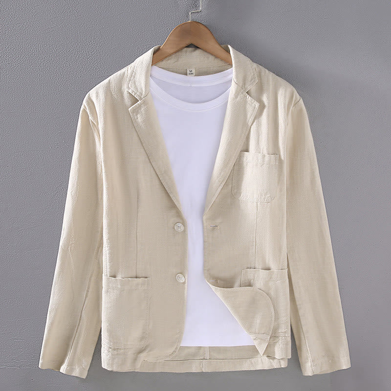 Buddha Stones Long Sleeve Button Plain Design Men's Linen Jacket Shirt With Pockets - PapayaWhip - US/UK/AU42，EU52 (3XL) - image 9