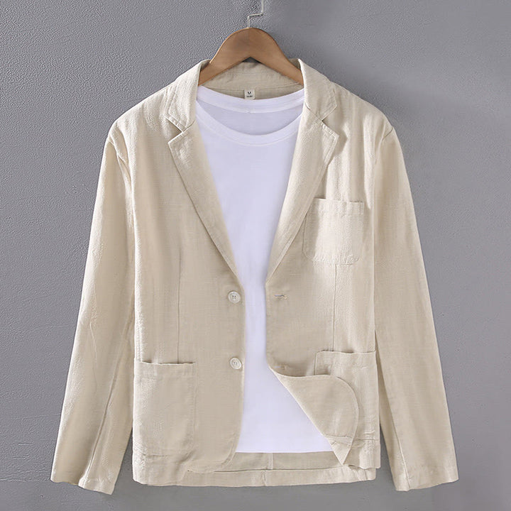 Buddha Stones Long Sleeve Button Plain Design Men's Linen Jacket Shirt With Pockets - PapayaWhip - US/UK/AU42，EU52 (3XL) - image 9