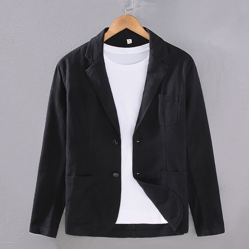 Buddha Stones Long Sleeve Button Plain Design Men's Linen Jacket Shirt With Pockets - Black - US/UK/AU42，EU52 (3XL) - image 10