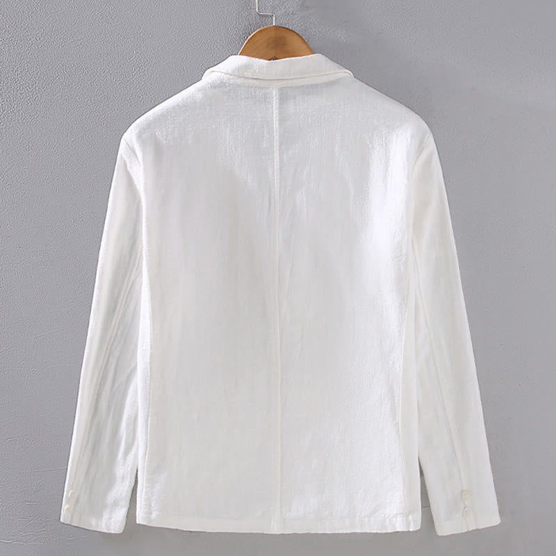 Buddha Stones Long Sleeve Button Plain Design Men's Linen Jacket Shirt With Pockets - image 2